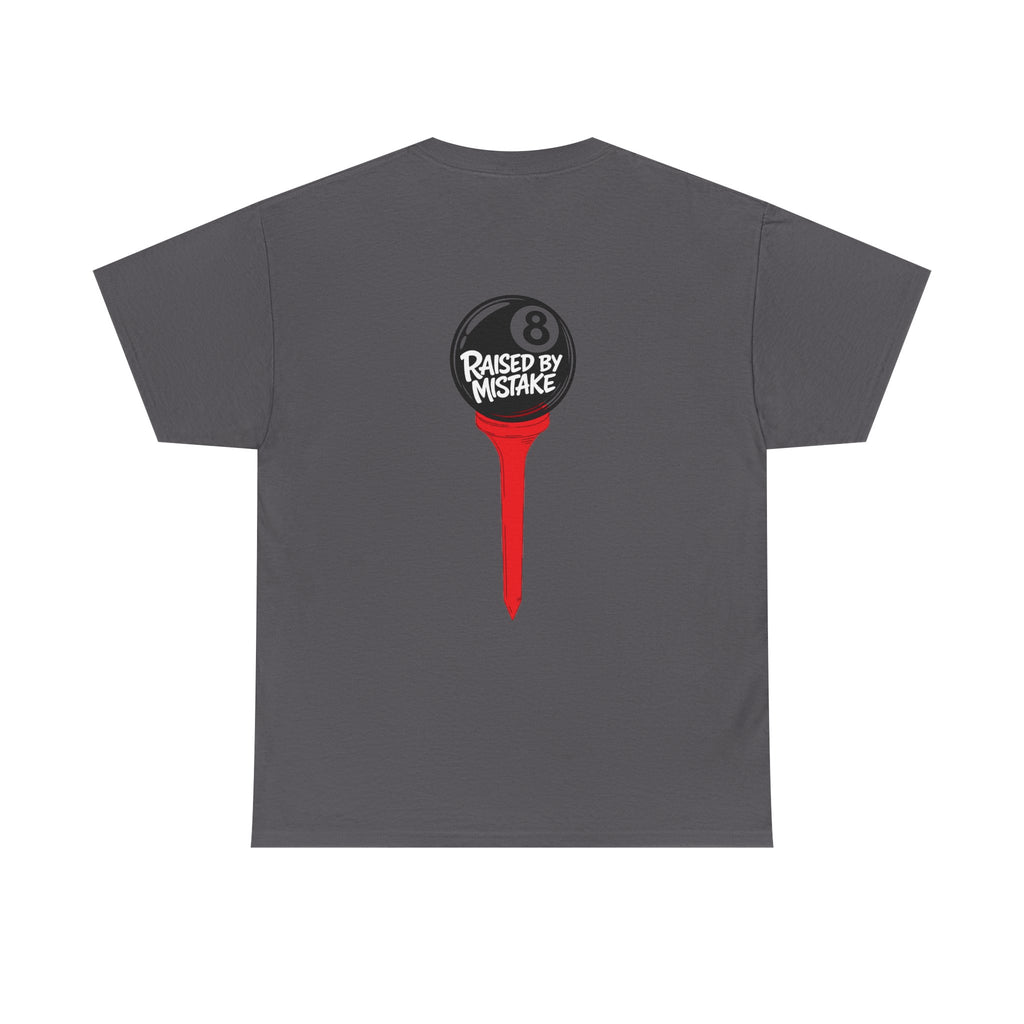 Walking Red Flag Golf Tee — "Raised By Mistake" 8-Ball Graphic Shirt