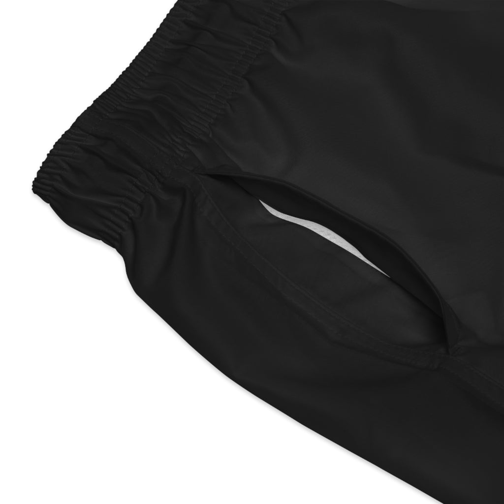 Swim Trunks — "Raised By Mistake" 8-Ball Black Men's Swim Shorts