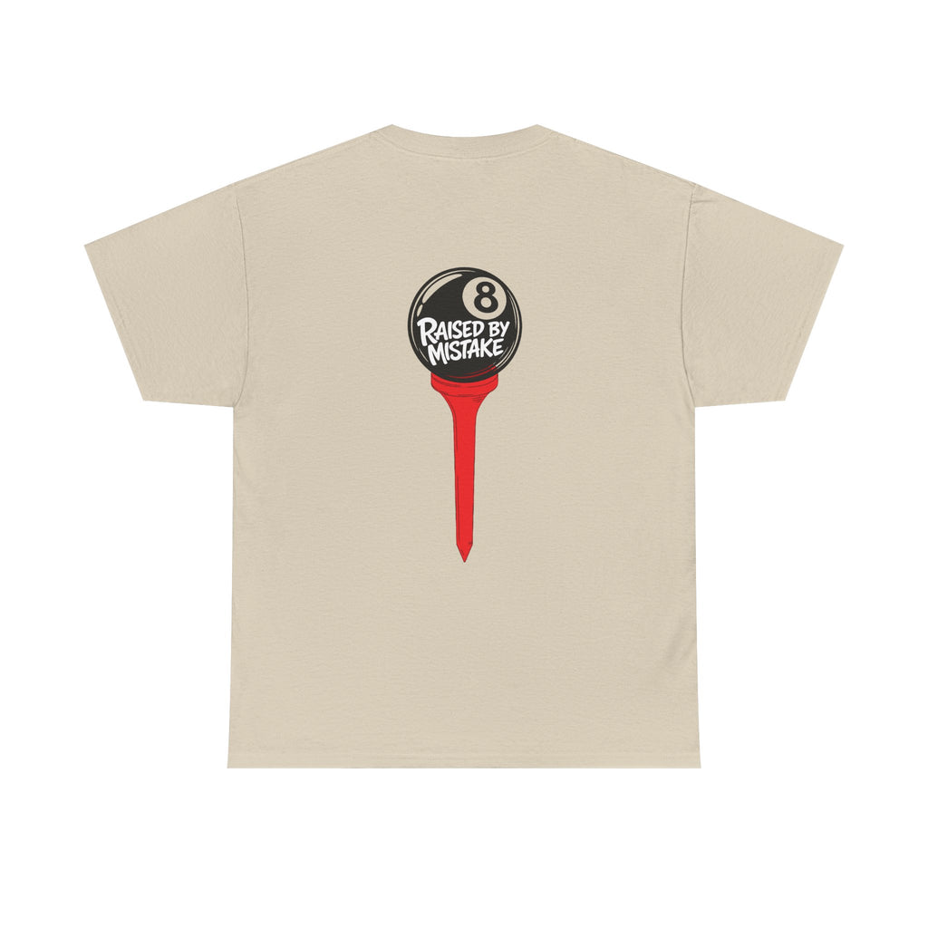 Walking Red Flag Golf Tee — "Raised By Mistake" 8-Ball Graphic Shirt