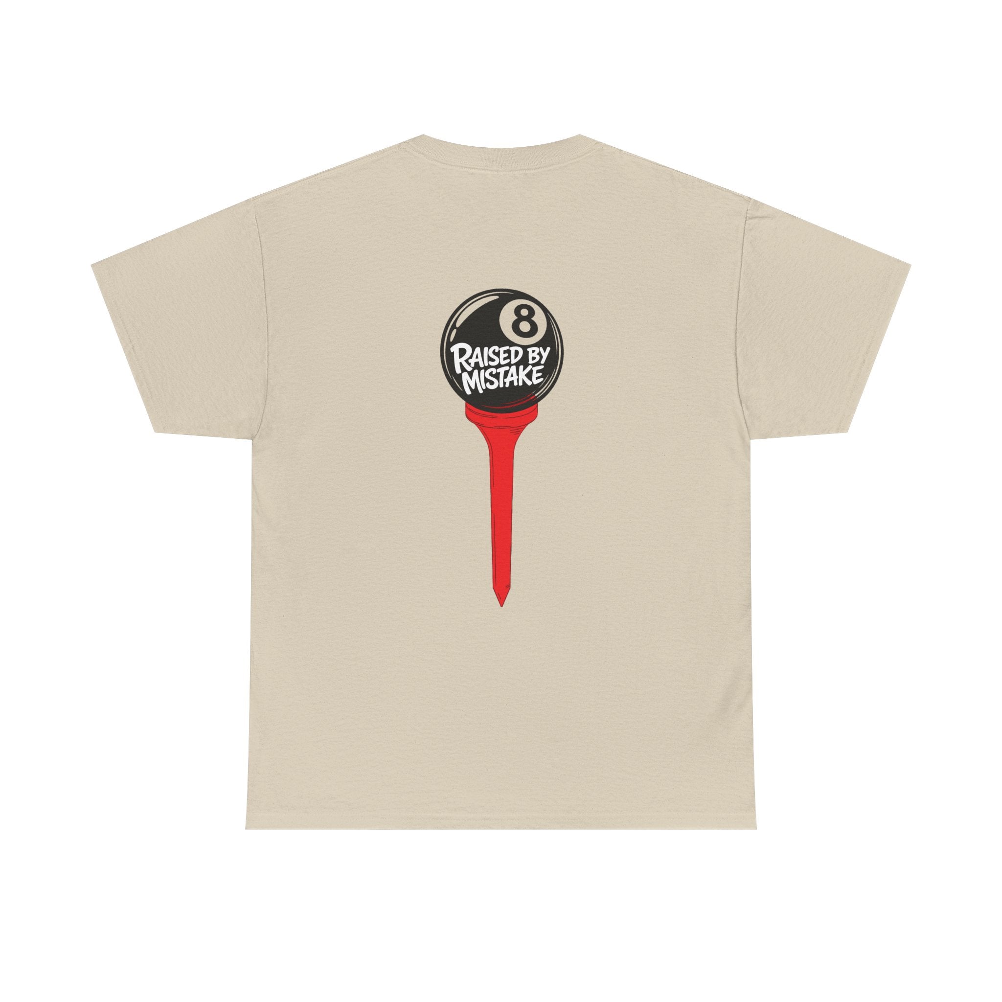 Walking Red Flag Golf Tee — "Raised By Mistake" 8-Ball Graphic Shirt