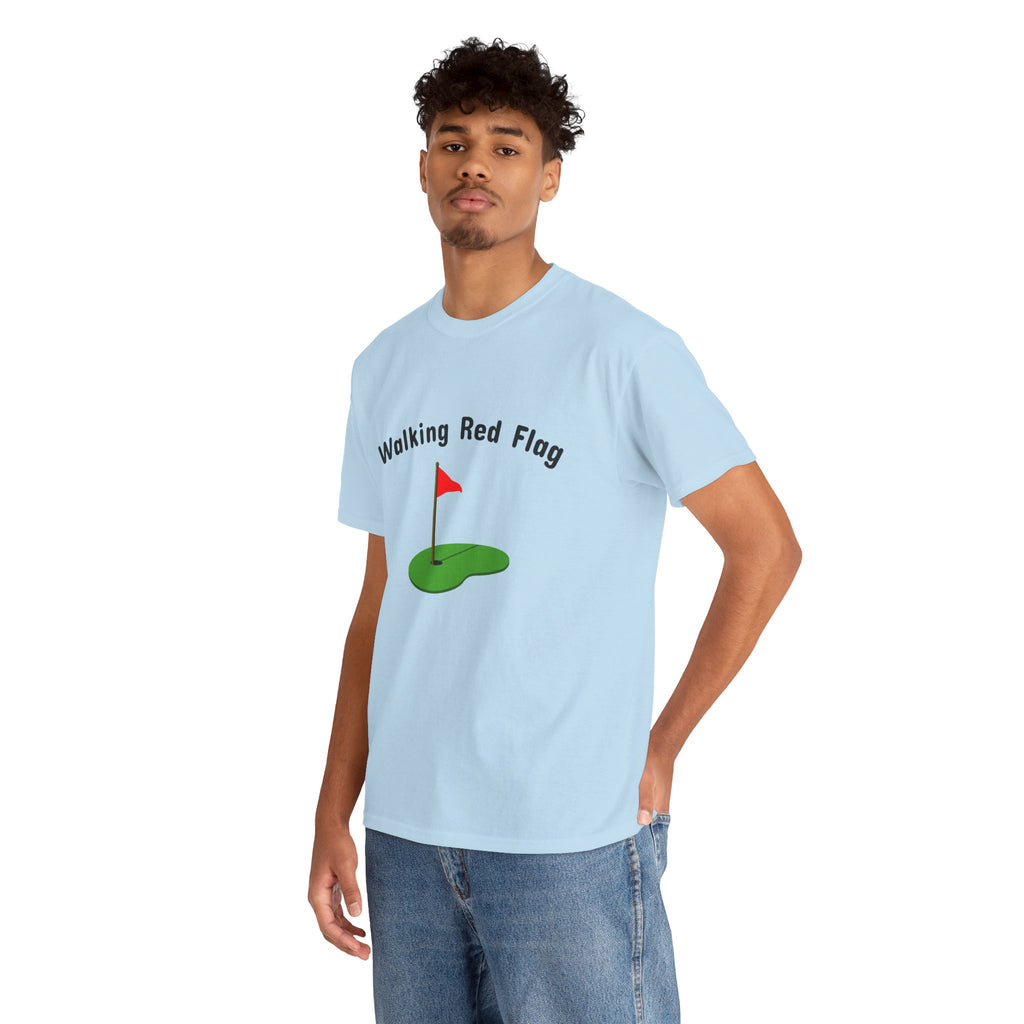 Walking Red Flag Golf Tee — "Raised By Mistake" 8-Ball Graphic Shirt