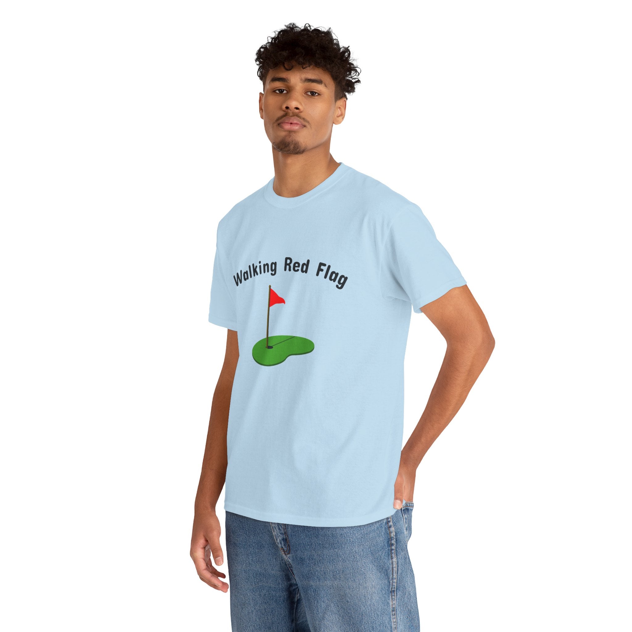 Walking Red Flag Golf Tee — "Raised By Mistake" 8-Ball Graphic Shirt