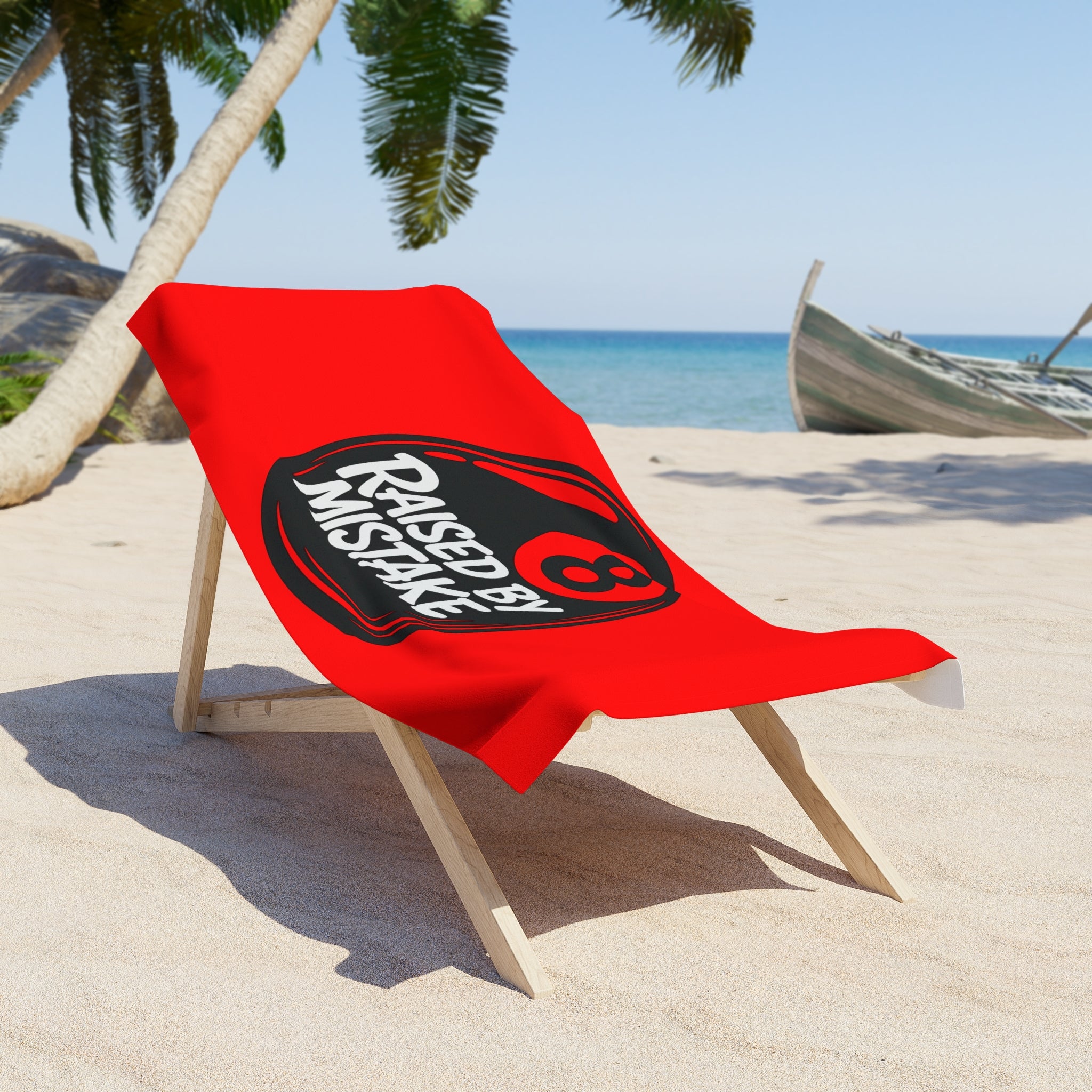 Raised by Mistake 8-Ball Beach Towel — Funny Billiards Pool Lover Gift