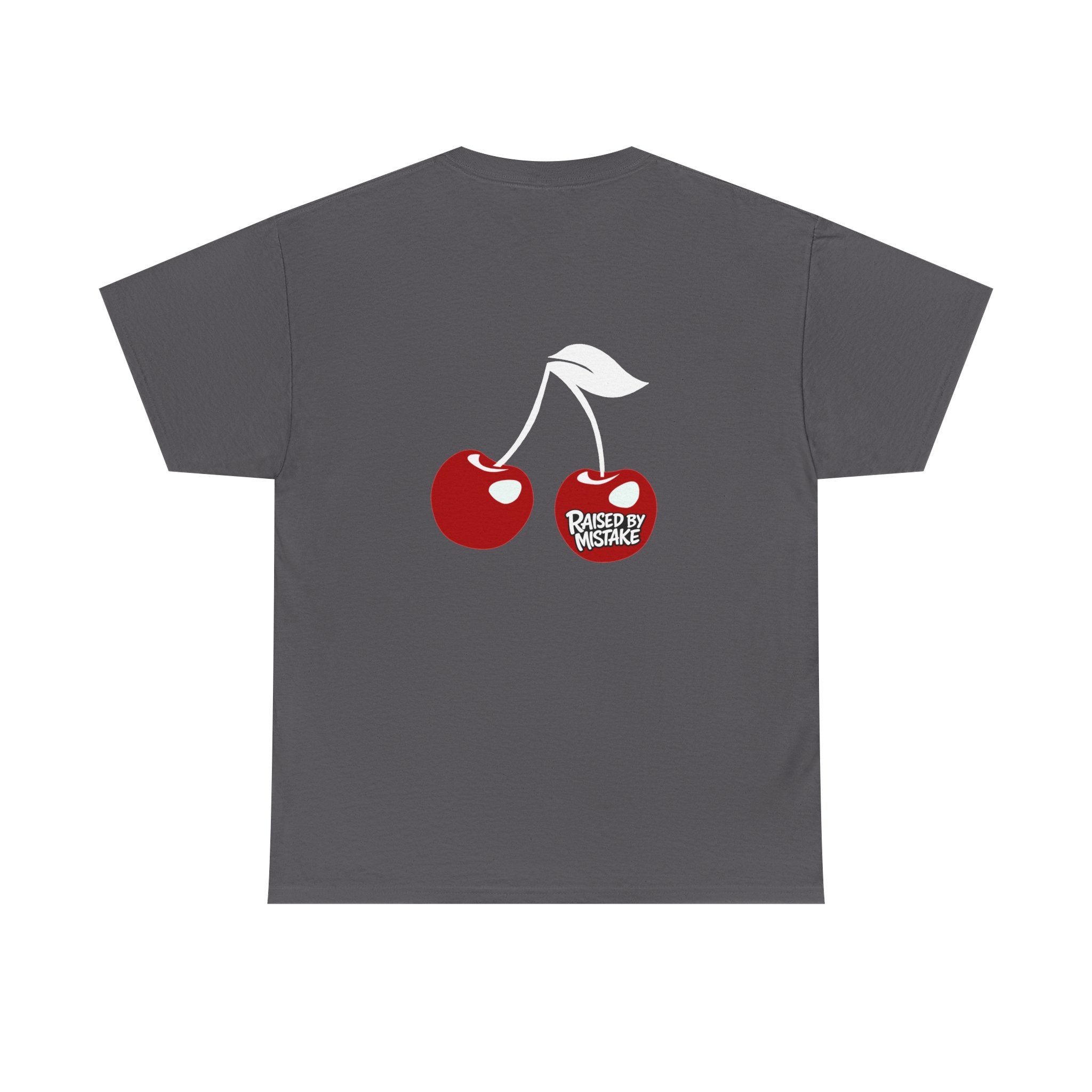Raised By Mistake Cherry Tee — Graphic Black Cotton T-Shirt