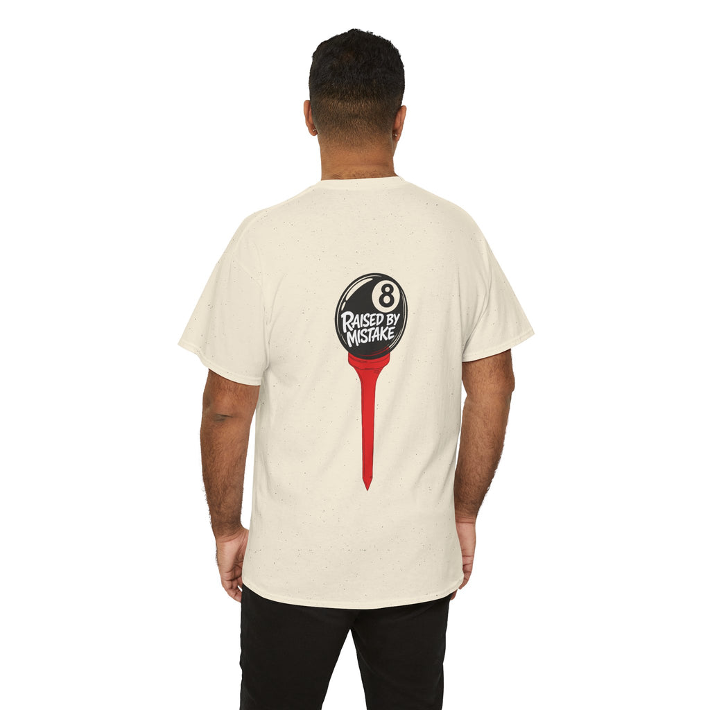 Walking Red Flag Golf Tee — "Raised By Mistake" 8-Ball Graphic Shirt