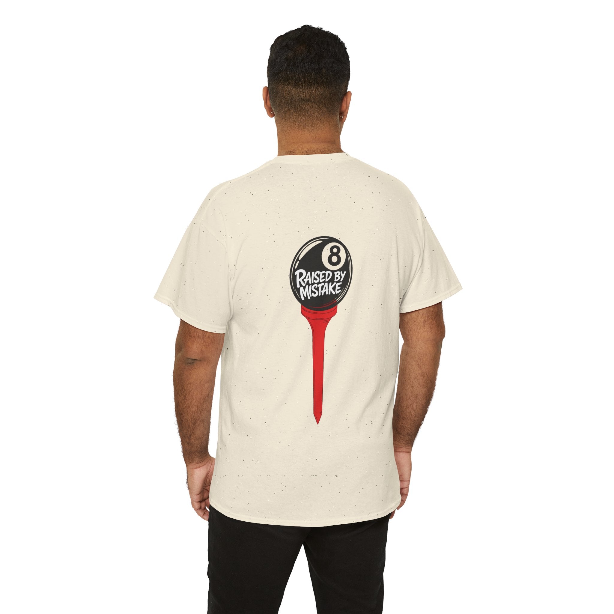 Walking Red Flag Golf Tee — "Raised By Mistake" 8-Ball Graphic Shirt