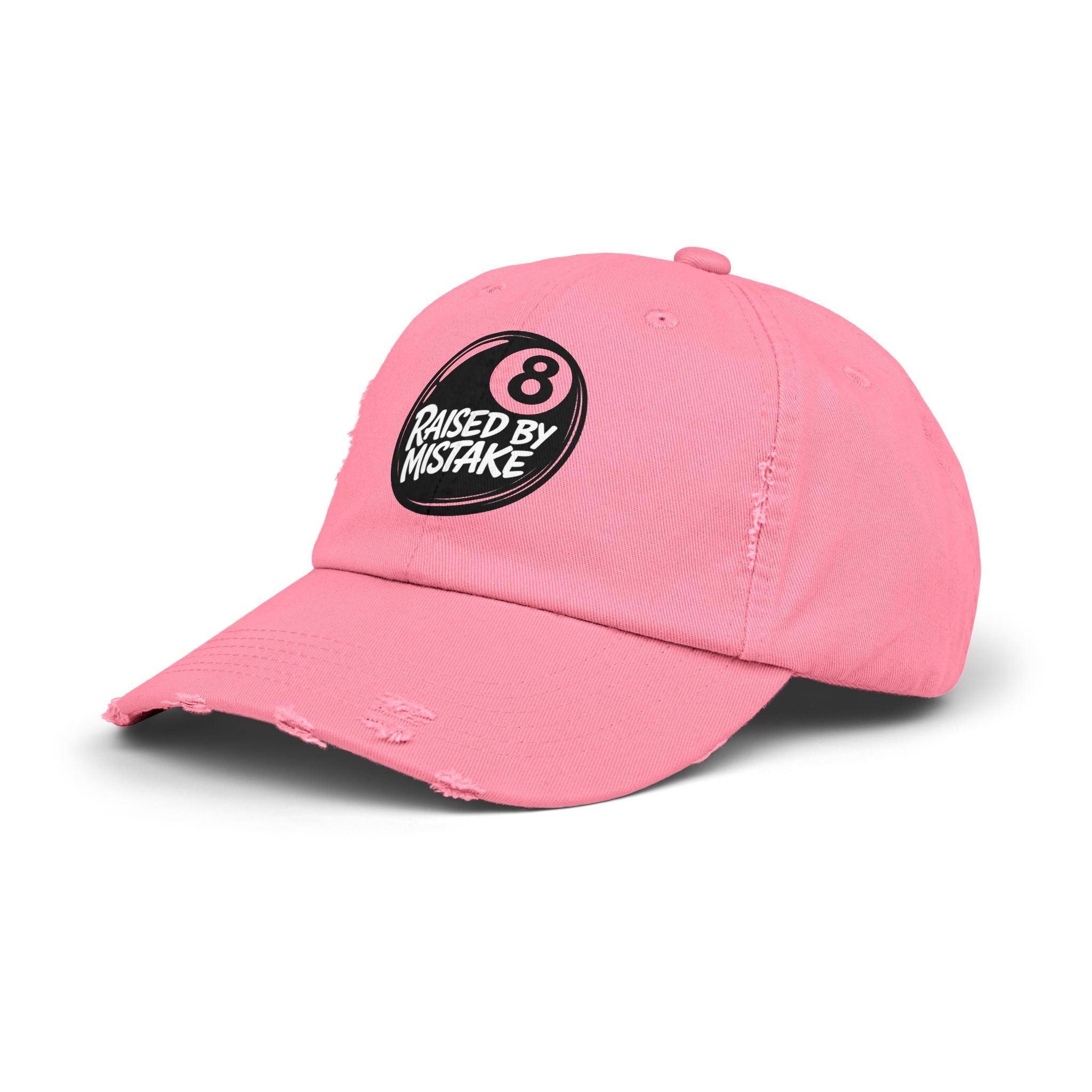 8 Ball "Raised By Mistake" Distressed Baseball Cap