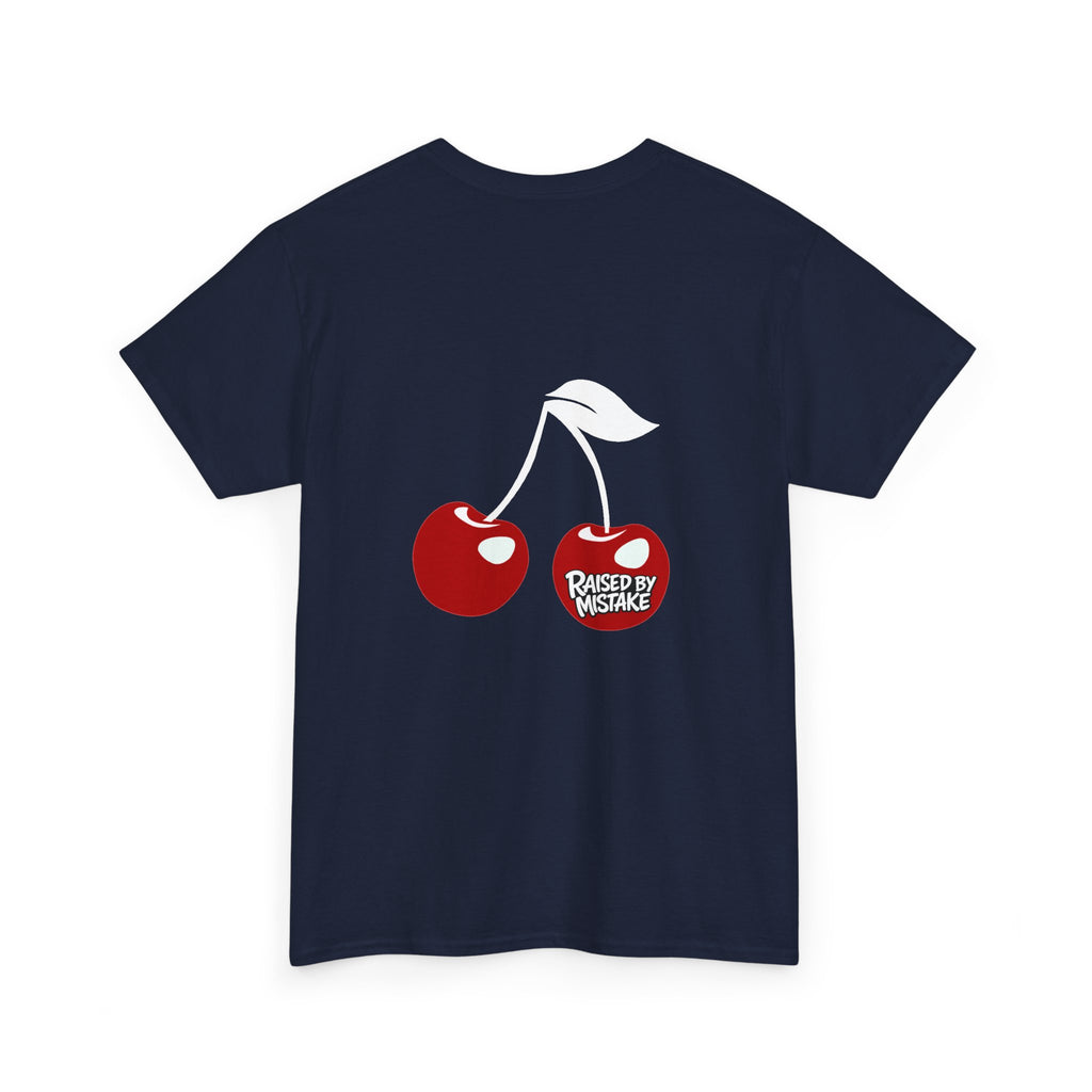 Raised By Mistake Cherry Tee — Graphic Black Cotton T-Shirt