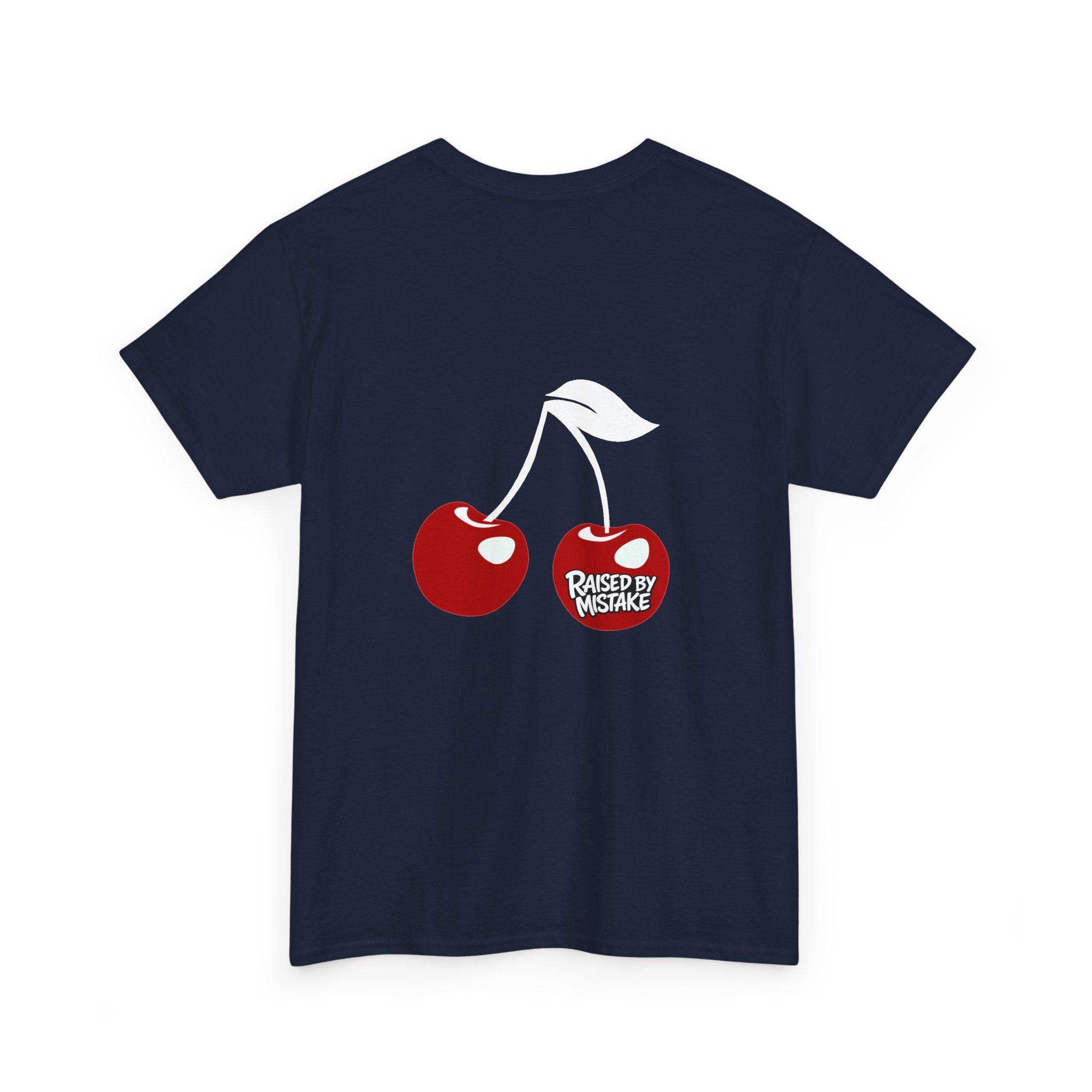 Raised By Mistake Cherry Tee — Graphic Black Cotton T-Shirt