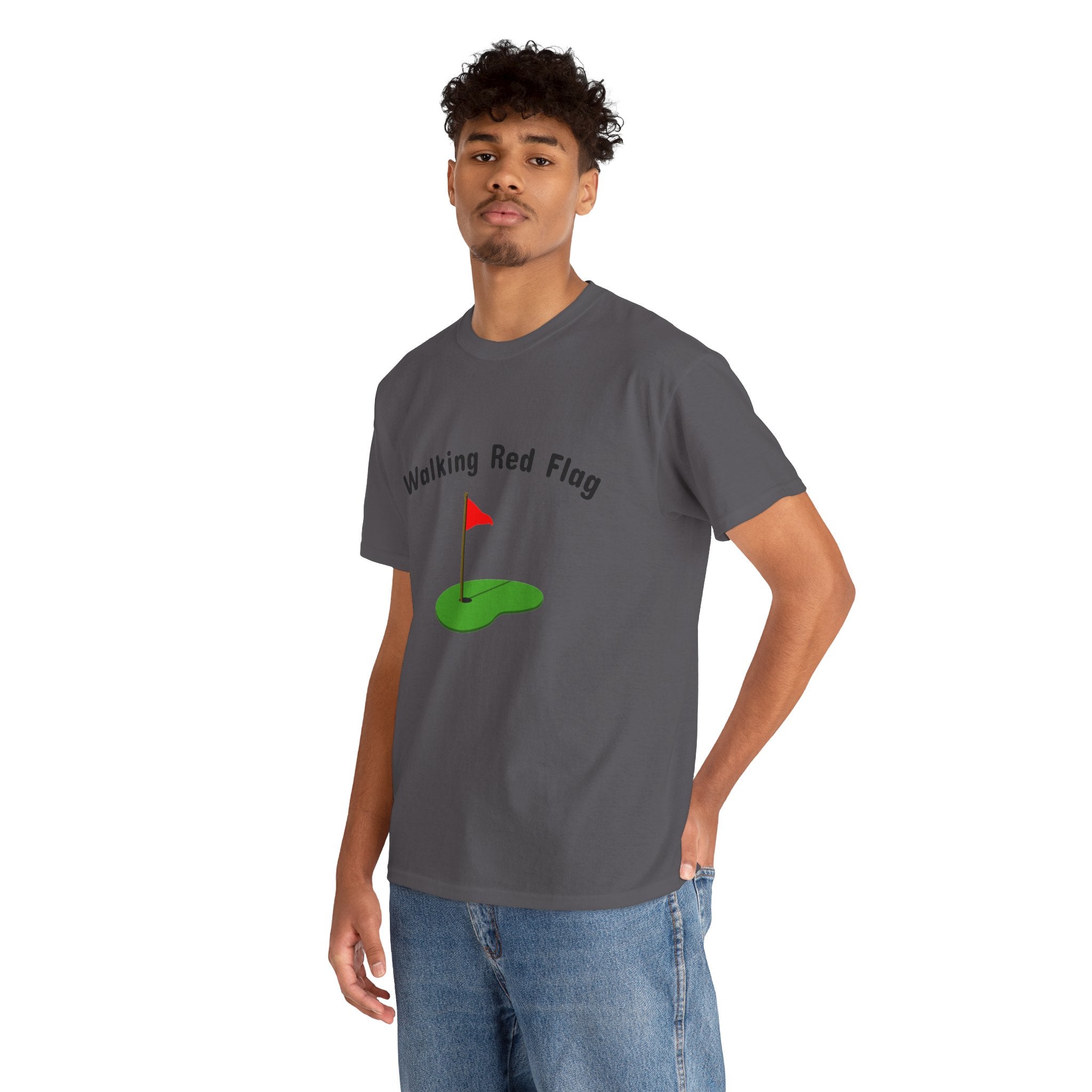 Walking Red Flag Golf Tee — "Raised By Mistake" 8-Ball Graphic Shirt