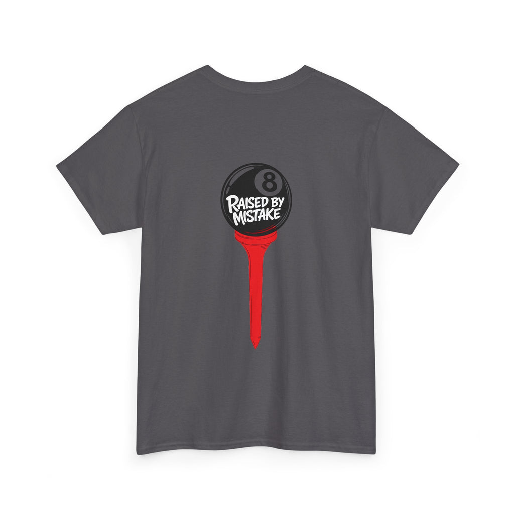 Walking Red Flag Golf Tee — "Raised By Mistake" 8-Ball Graphic Shirt