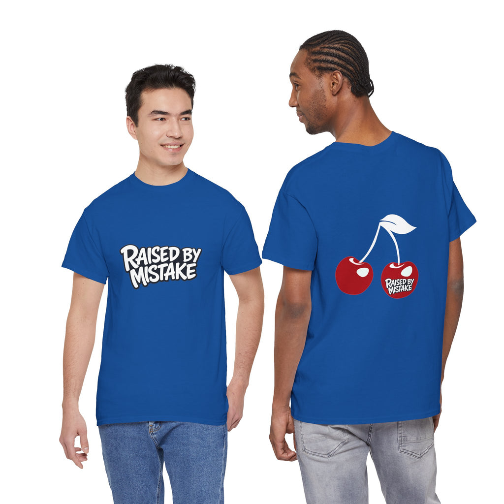 Raised By Mistake Cherry Tee — Graphic Black Cotton T-Shirt