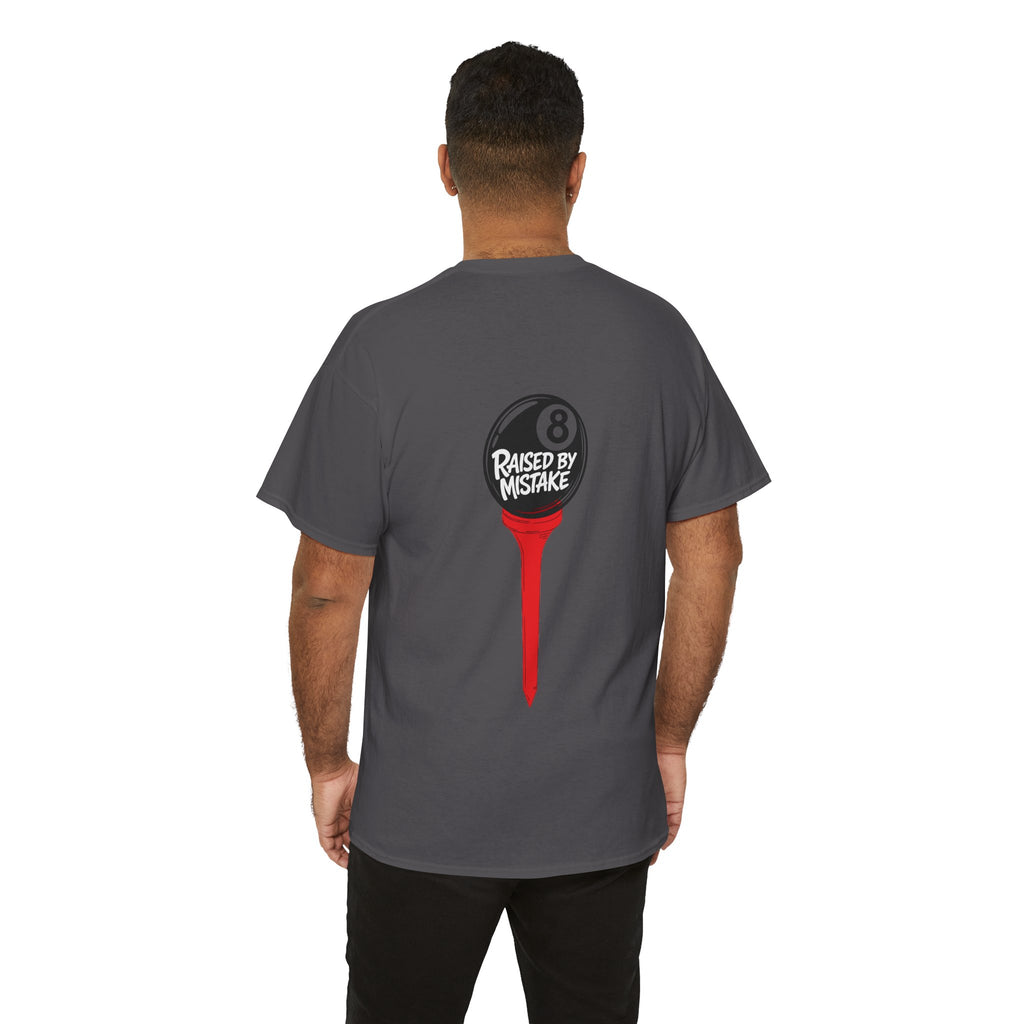 Walking Red Flag Golf Tee — "Raised By Mistake" 8-Ball Graphic Shirt