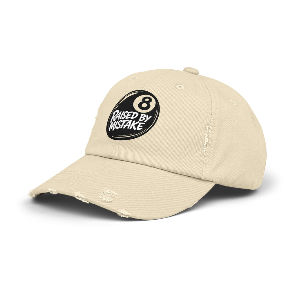 8 Ball "Raised By Mistake" Distressed Baseball Cap