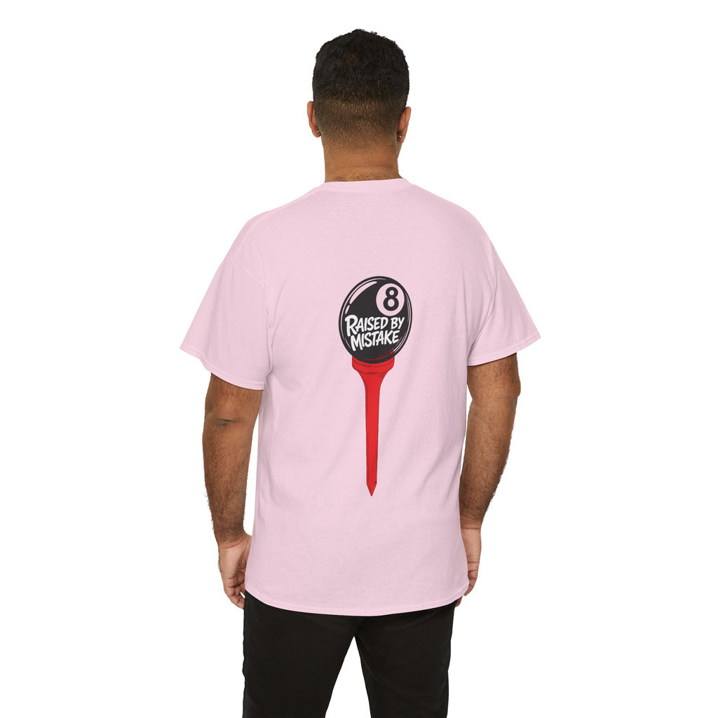 Walking Red Flag Golf Tee — "Raised By Mistake" 8-Ball Graphic Shirt
