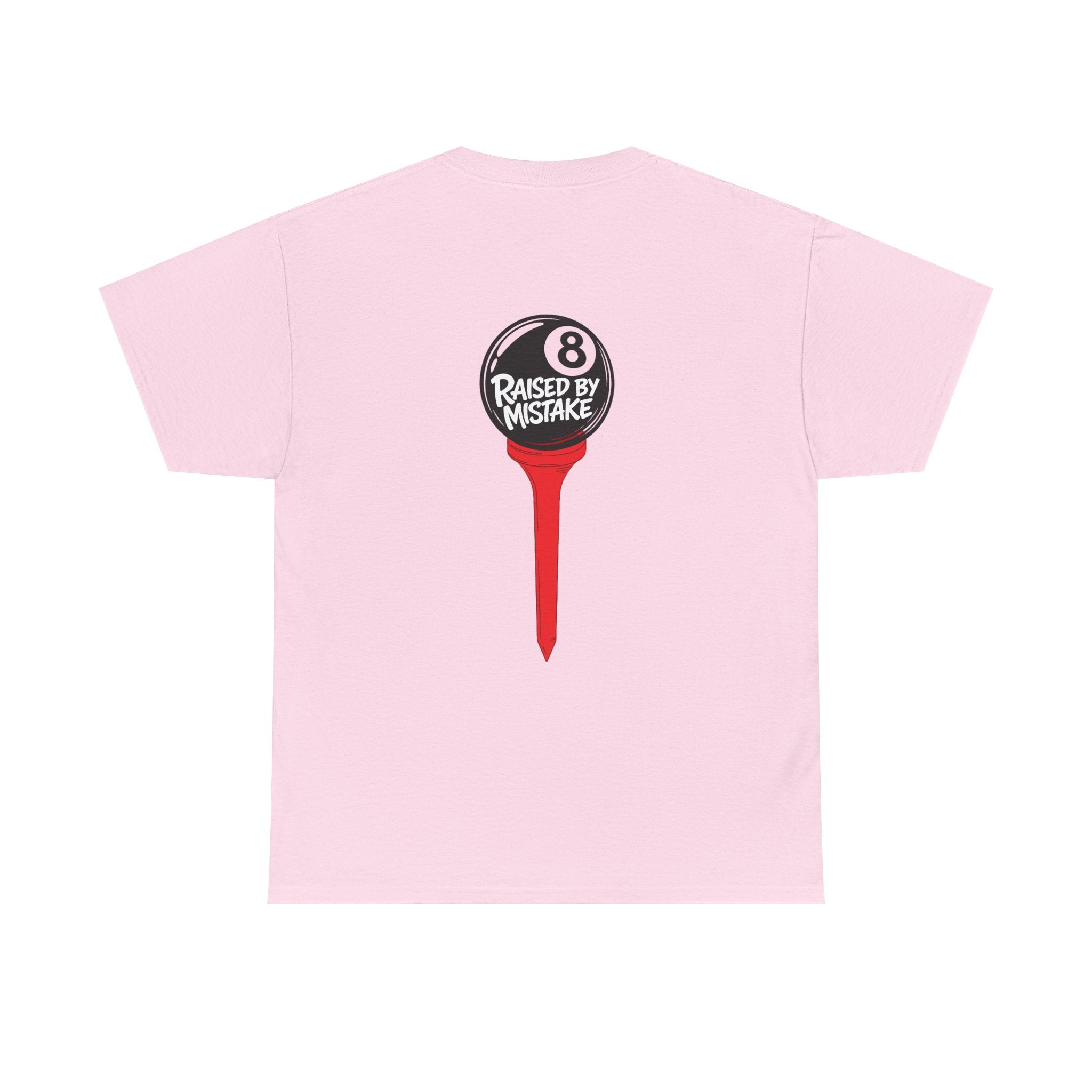 Walking Red Flag Golf Tee — "Raised By Mistake" 8-Ball Graphic Shirt