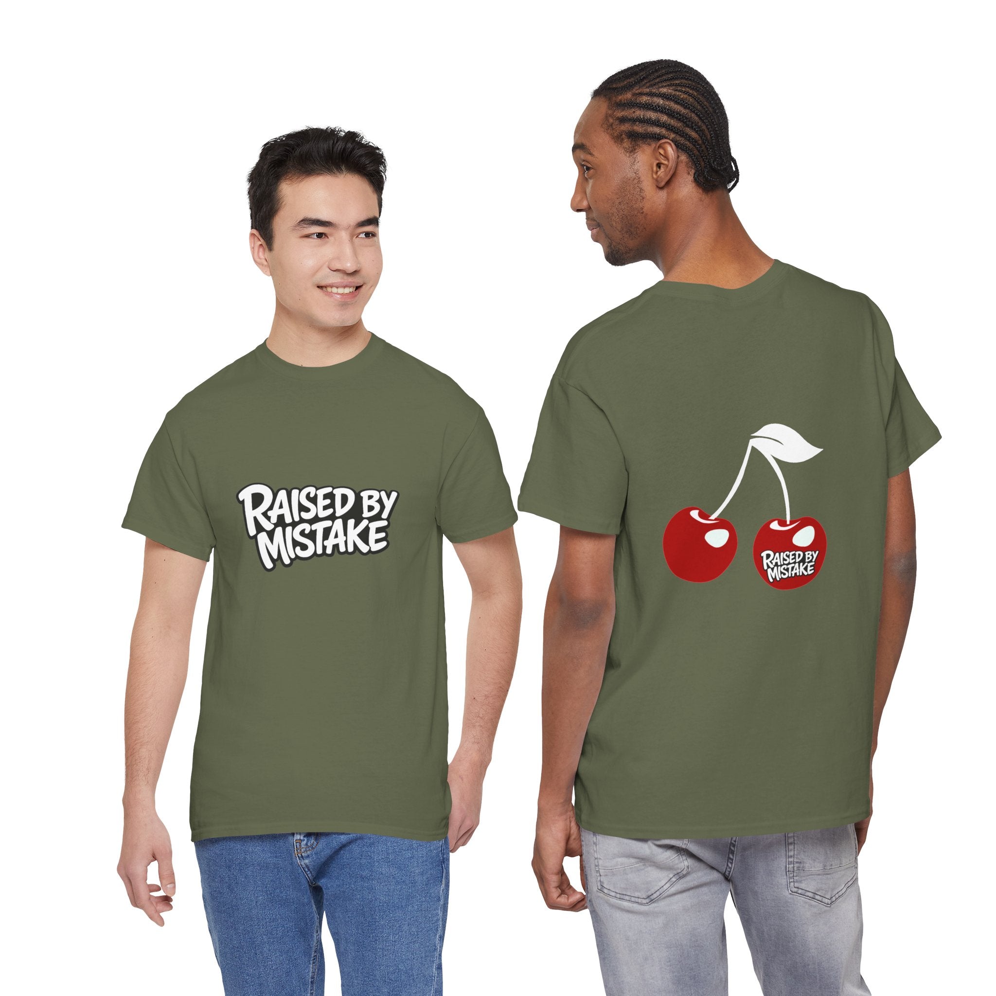Raised By Mistake Cherry Tee — Graphic Black Cotton T-Shirt