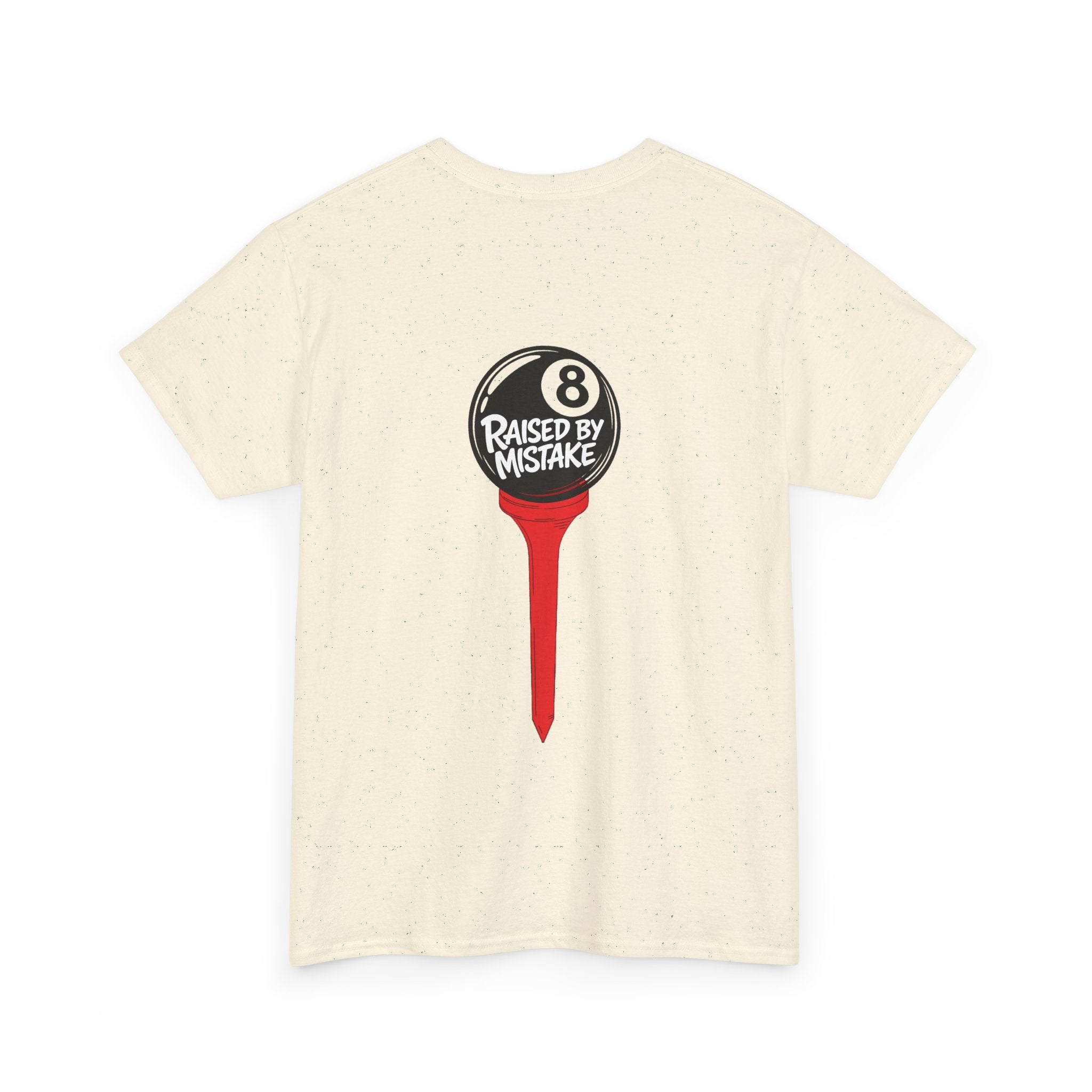 Walking Red Flag Golf Tee — "Raised By Mistake" 8-Ball Graphic Shirt