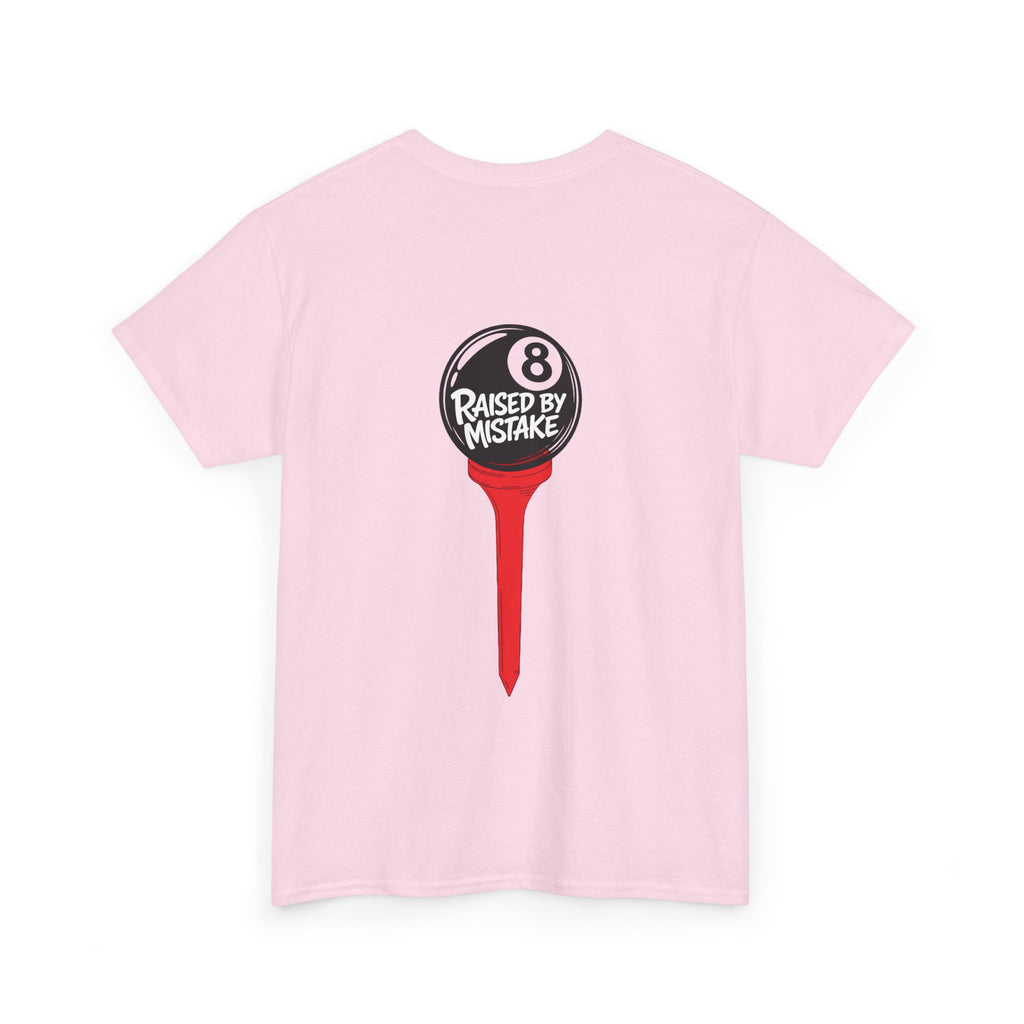 Walking Red Flag Golf Tee — "Raised By Mistake" 8-Ball Graphic Shirt
