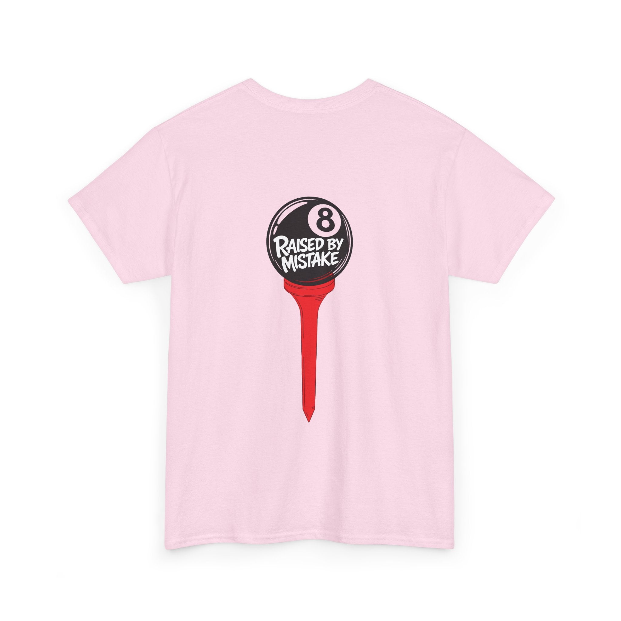 Walking Red Flag Golf Tee — "Raised By Mistake" 8-Ball Graphic Shirt