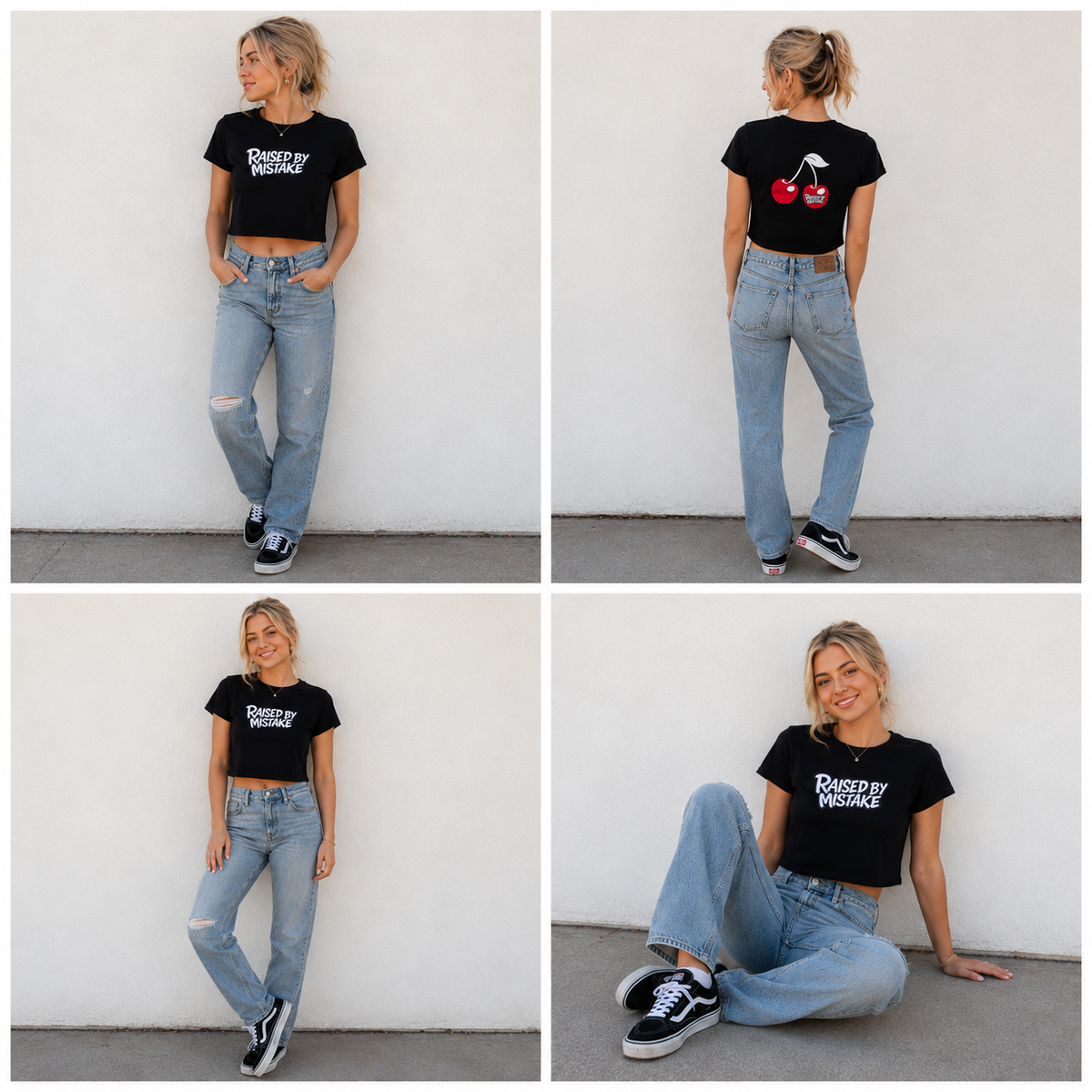 Raised By Mistake Cherry Crop Tee
