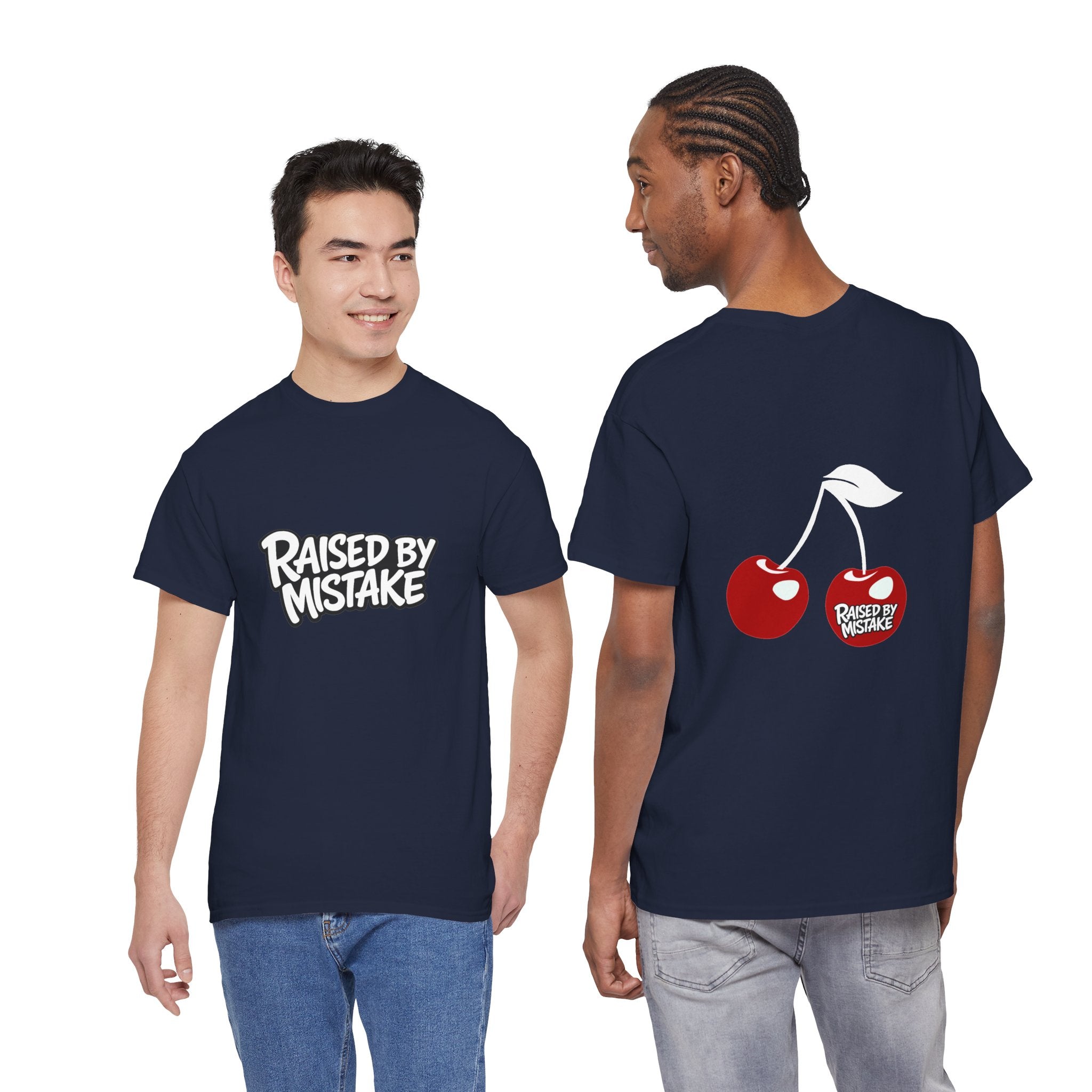 Raised By Mistake Cherry Tee — Graphic Black Cotton T-Shirt