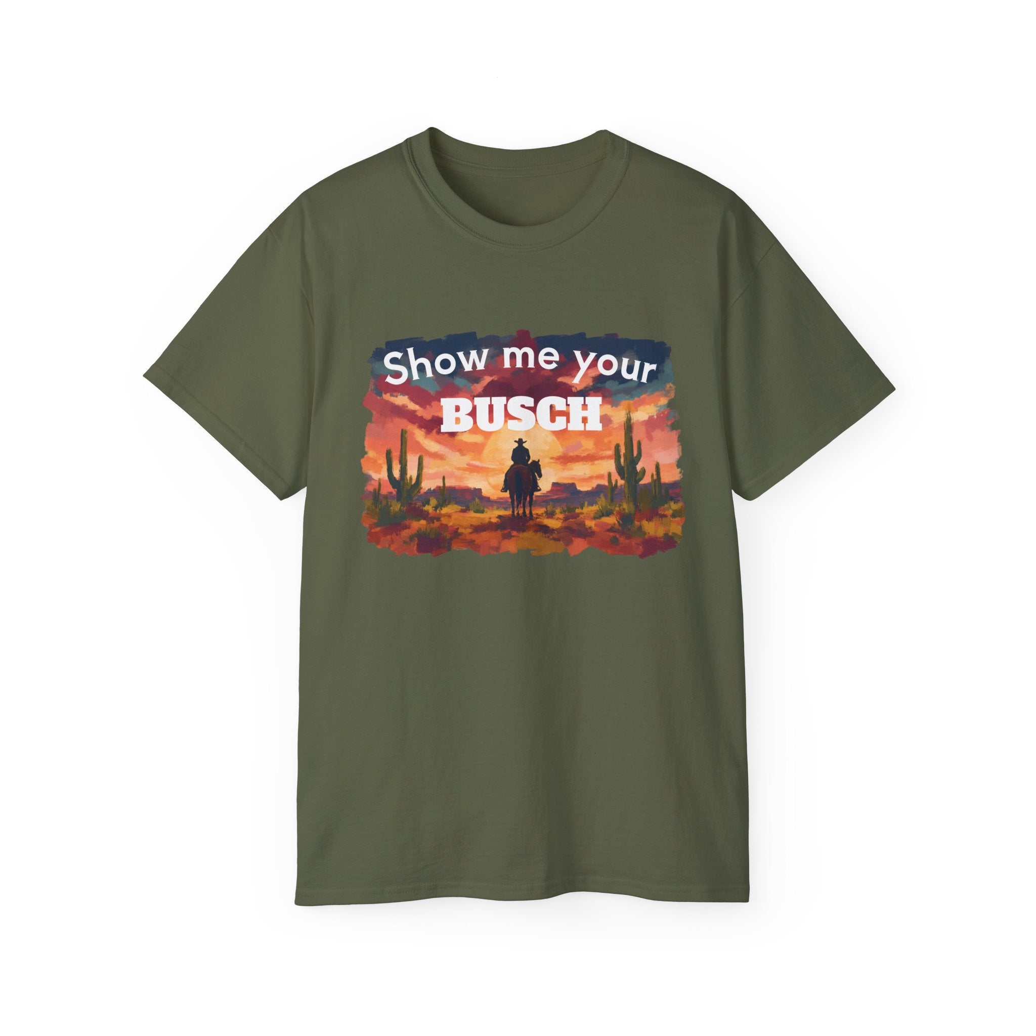 Show Me Your Busch Sunset Tee — 'Raised By Mistake' Graphic T-Shirt