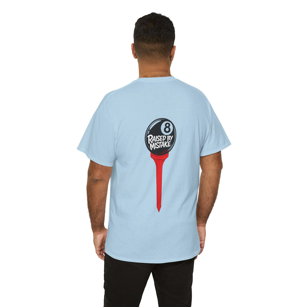 Walking Red Flag Golf Tee — "Raised By Mistake" 8-Ball Graphic Shirt