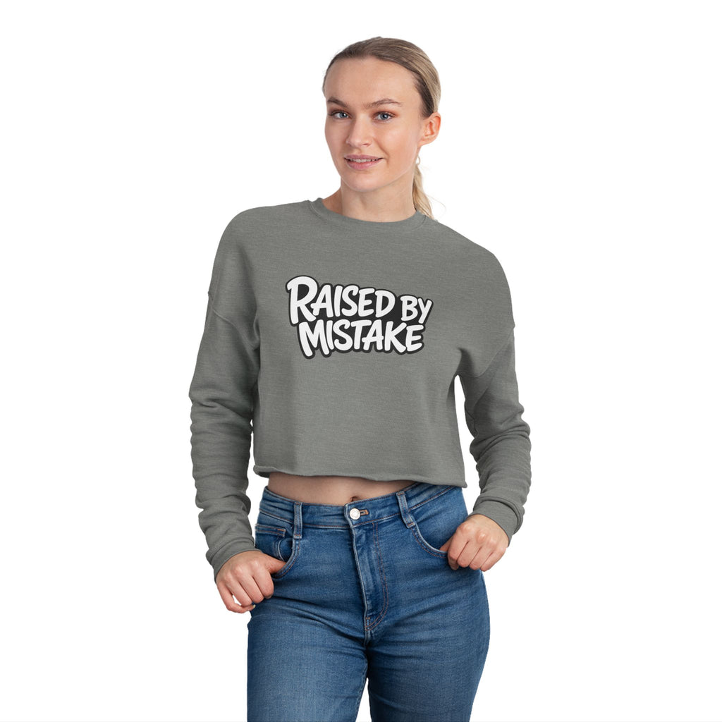 Cropped Sweatshirt — 'Raised by Mistake' Cherry Graphic