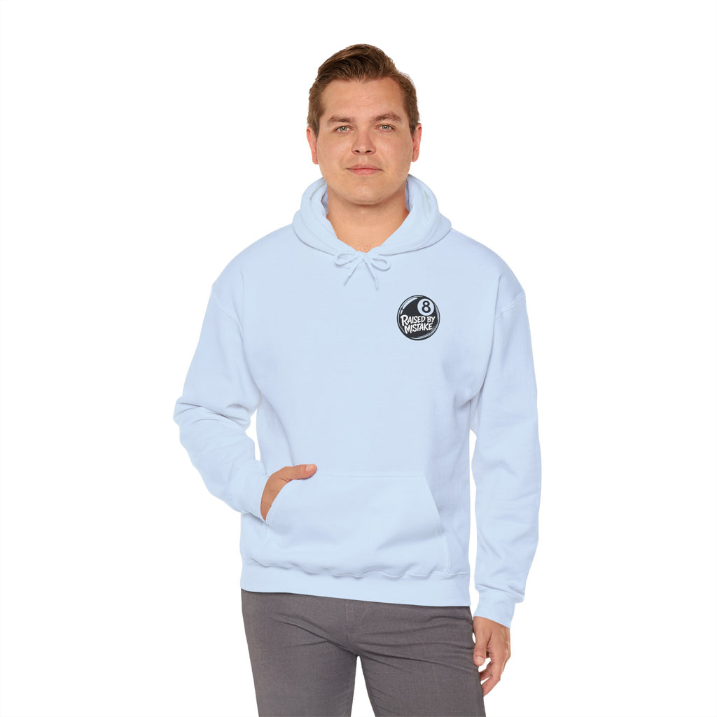 Raised By Mistake 8-Ball Hoodie – Funny Retro Pool Graphic Sweatshirt