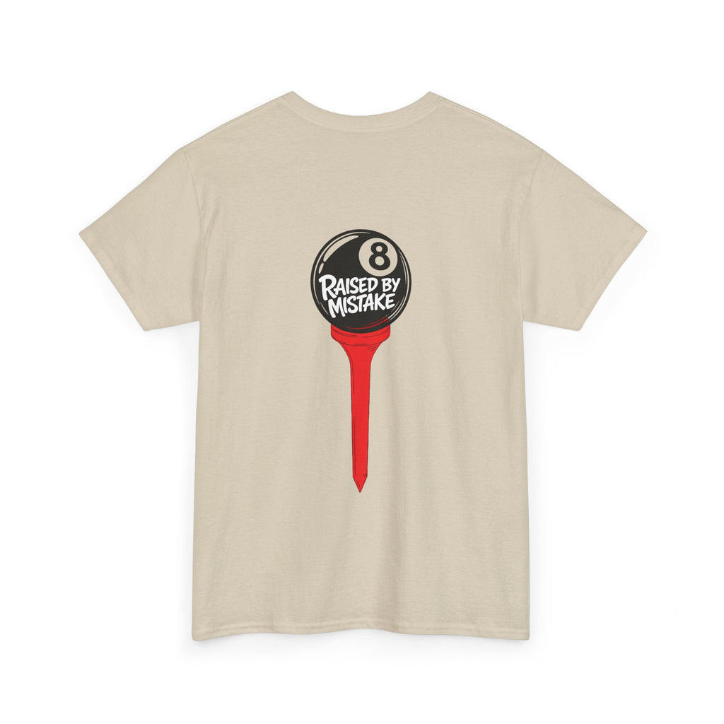 Walking Red Flag Golf Tee — "Raised By Mistake" 8-Ball Graphic Shirt