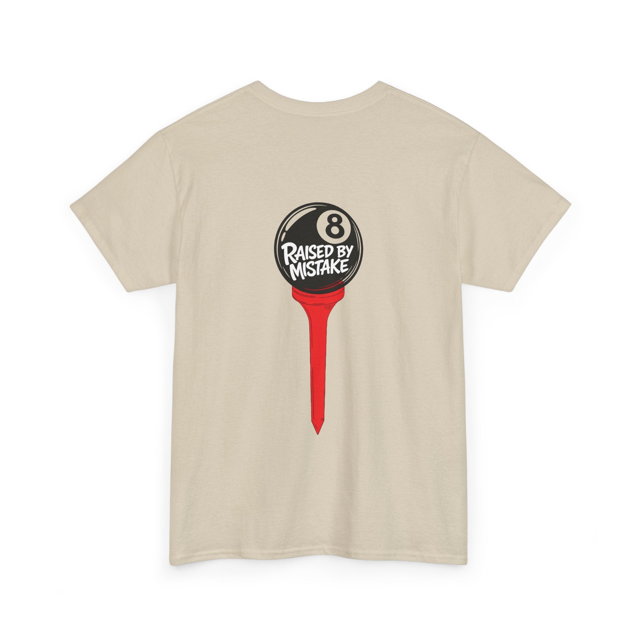 Walking Red Flag Golf Tee — "Raised By Mistake" 8-Ball Graphic Shirt