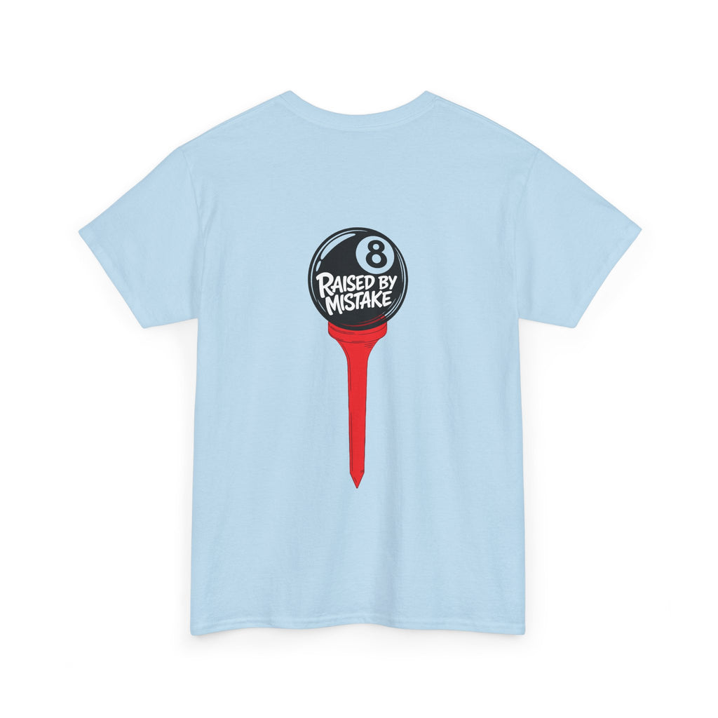Walking Red Flag Golf Tee — "Raised By Mistake" 8-Ball Graphic Shirt