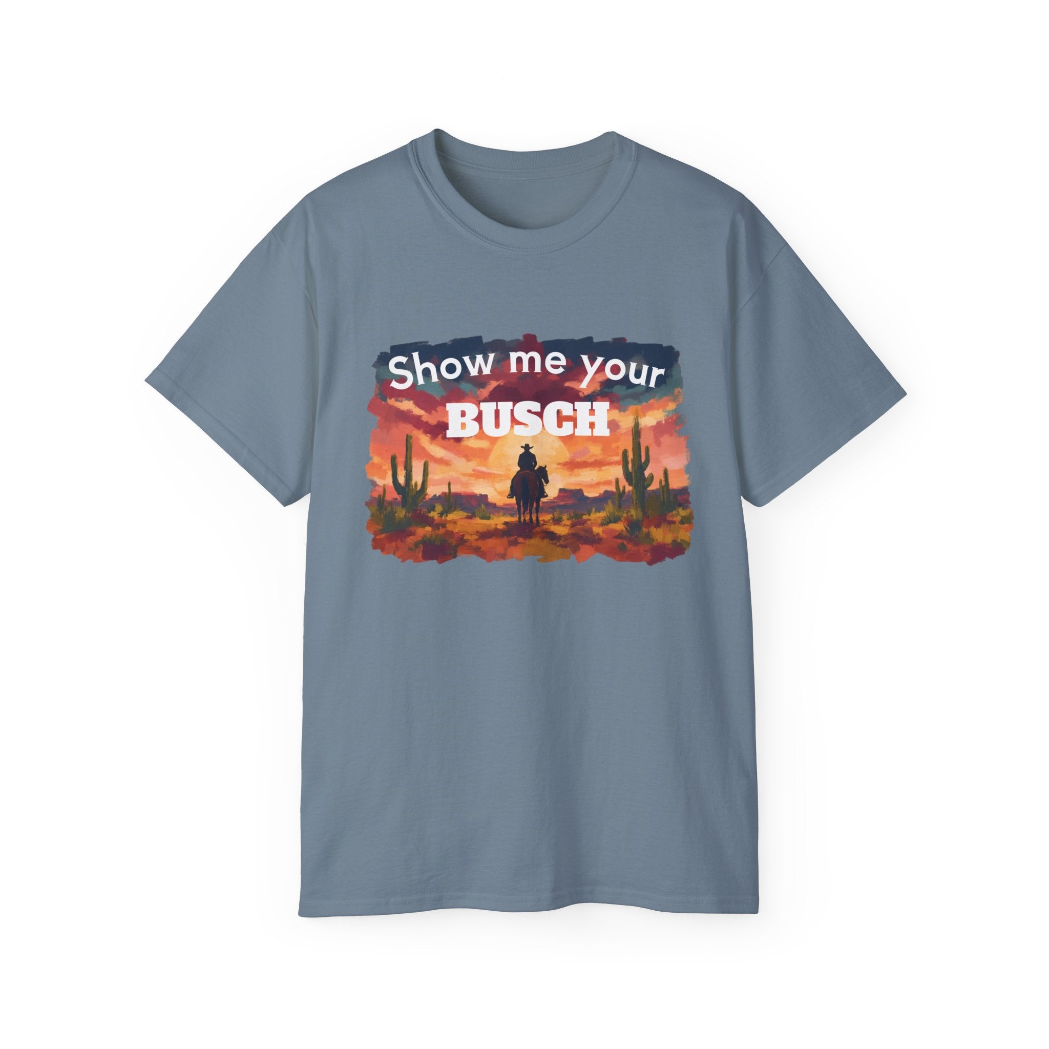 Show Me Your Busch Sunset Tee — 'Raised By Mistake' Graphic T-Shirt
