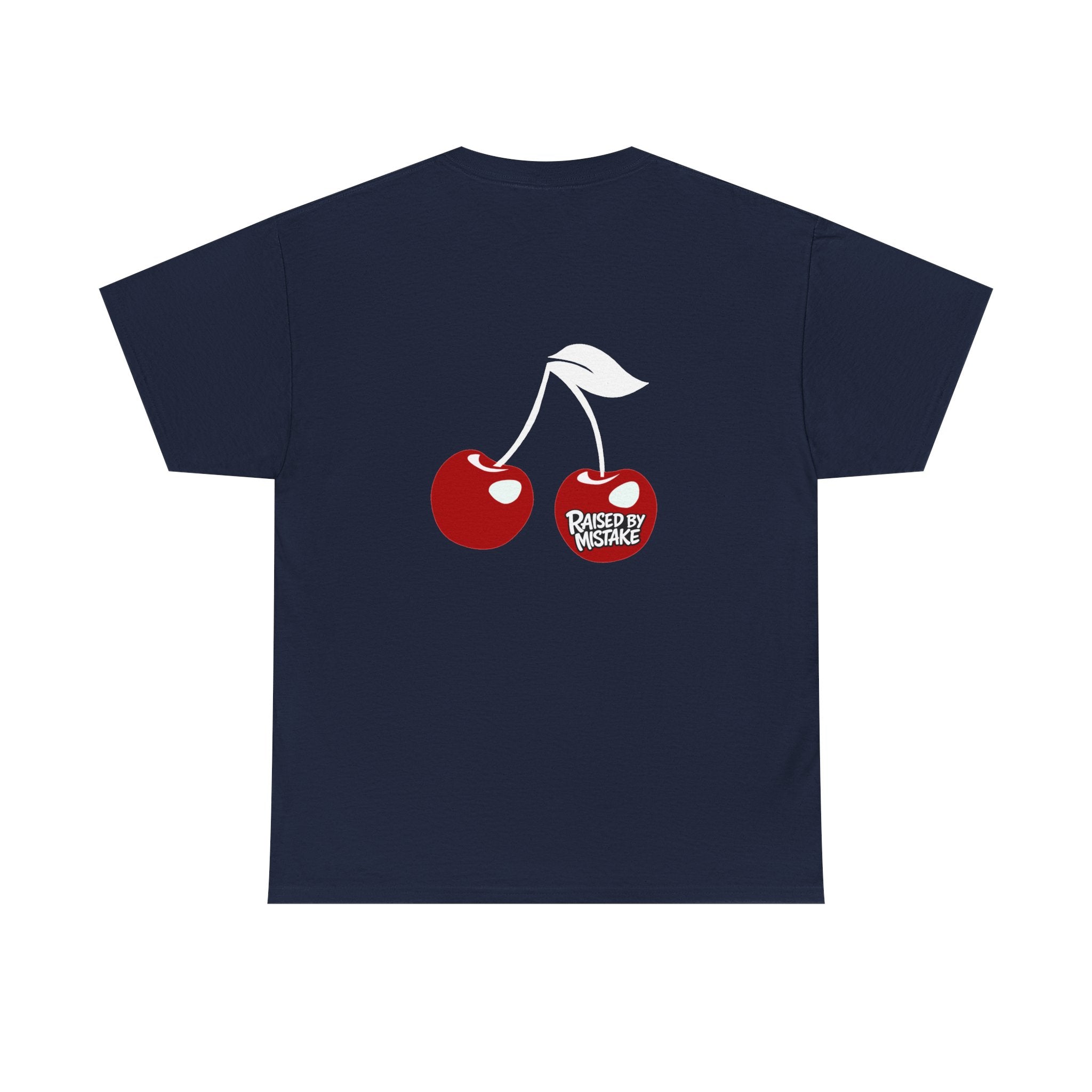 Raised By Mistake Cherry Tee — Graphic Black Cotton T-Shirt