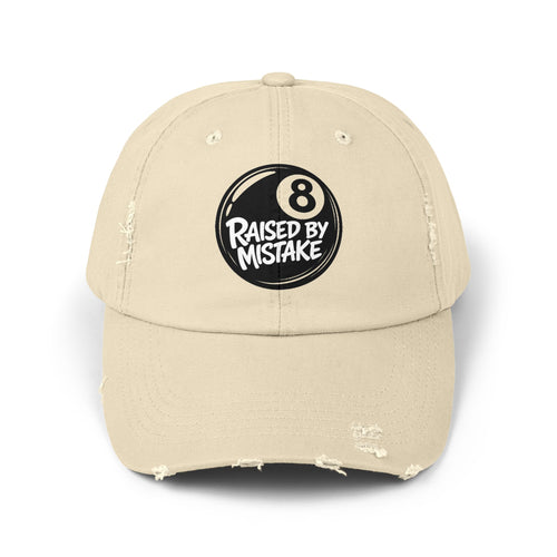 8 Ball "Raised By Mistake" Distressed Baseball Cap