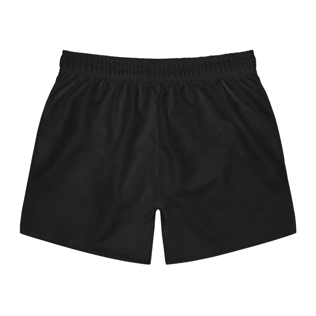 Swim Trunks — "Raised By Mistake" 8-Ball Black Men's Swim Shorts