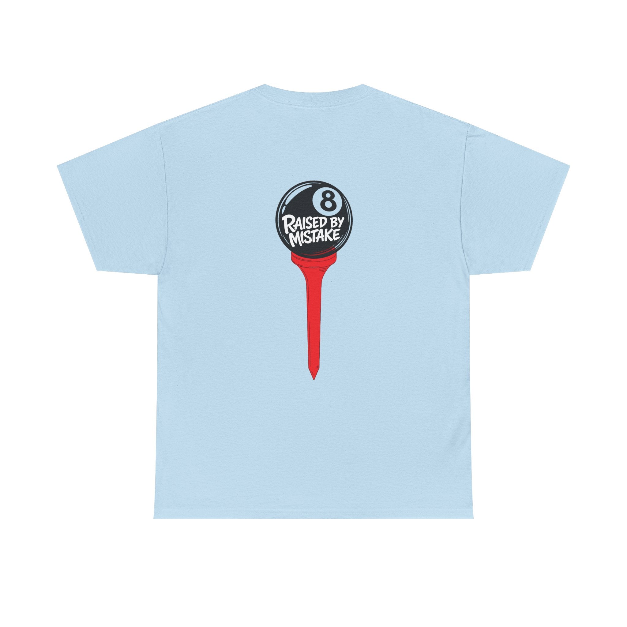 Walking Red Flag Golf Tee — "Raised By Mistake" 8-Ball Graphic Shirt
