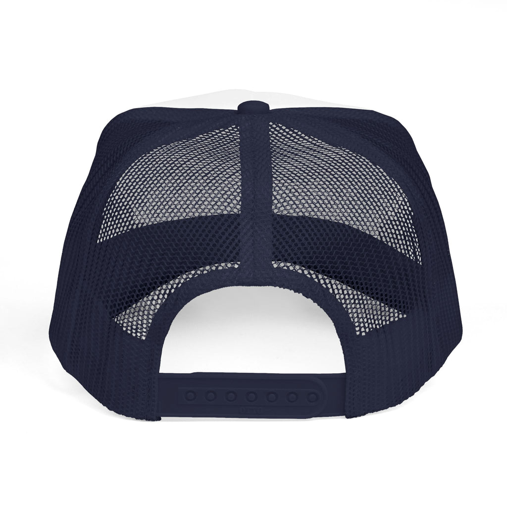 Trucker Cap — "Raised by Mistake" 8-Ball Retro Mesh Hat