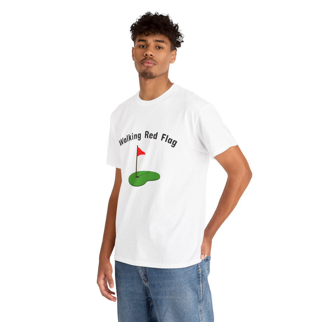Walking Red Flag Golf Tee — "Raised By Mistake" 8-Ball Graphic Shirt
