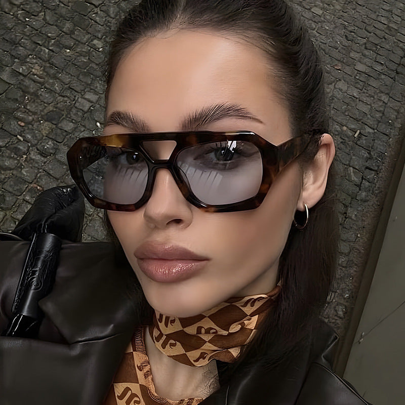 Street Style Leopard Oversized Sunglasses UV Sun Glasses